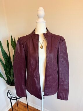 Made by Johnny | Burgundy Faux Leather Moto Jacket